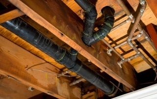 Wet joists from leaking pipes