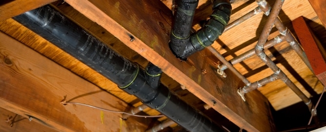 Wet joists from leaking pipes